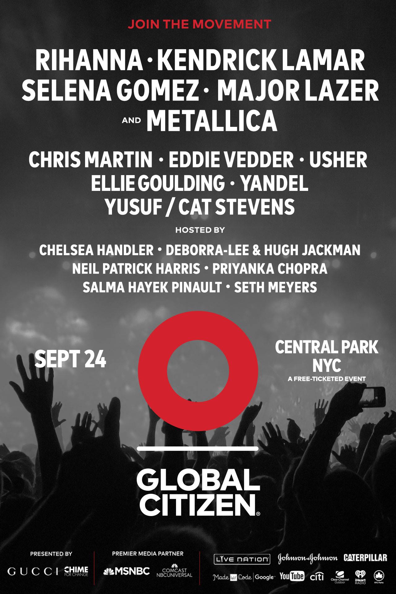 Eddie Vedder, Metallica, Kendrick Lamar and More Set for Global Citizen Festival