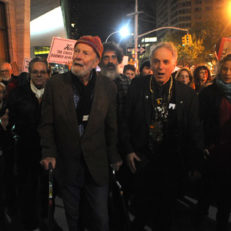 Pete Seeger, Tao Seeger and Arlo Guthrie at Occupy Wall Street