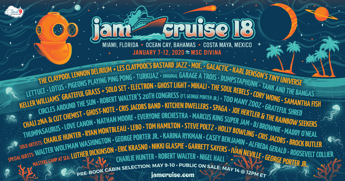 Jam Cruise 2020 Lineup: The Claypool Lennon Delirium, moe., Galactic and More