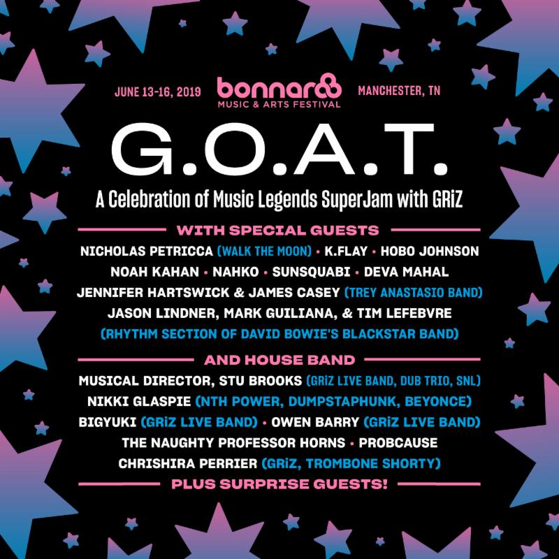 Bonnaroo Details 2019 “G.O.A.T.” SuperJam Featuring GRiZ, Jennifer Hartswick, Nikki Glaspie, James Casey, Nahko and More