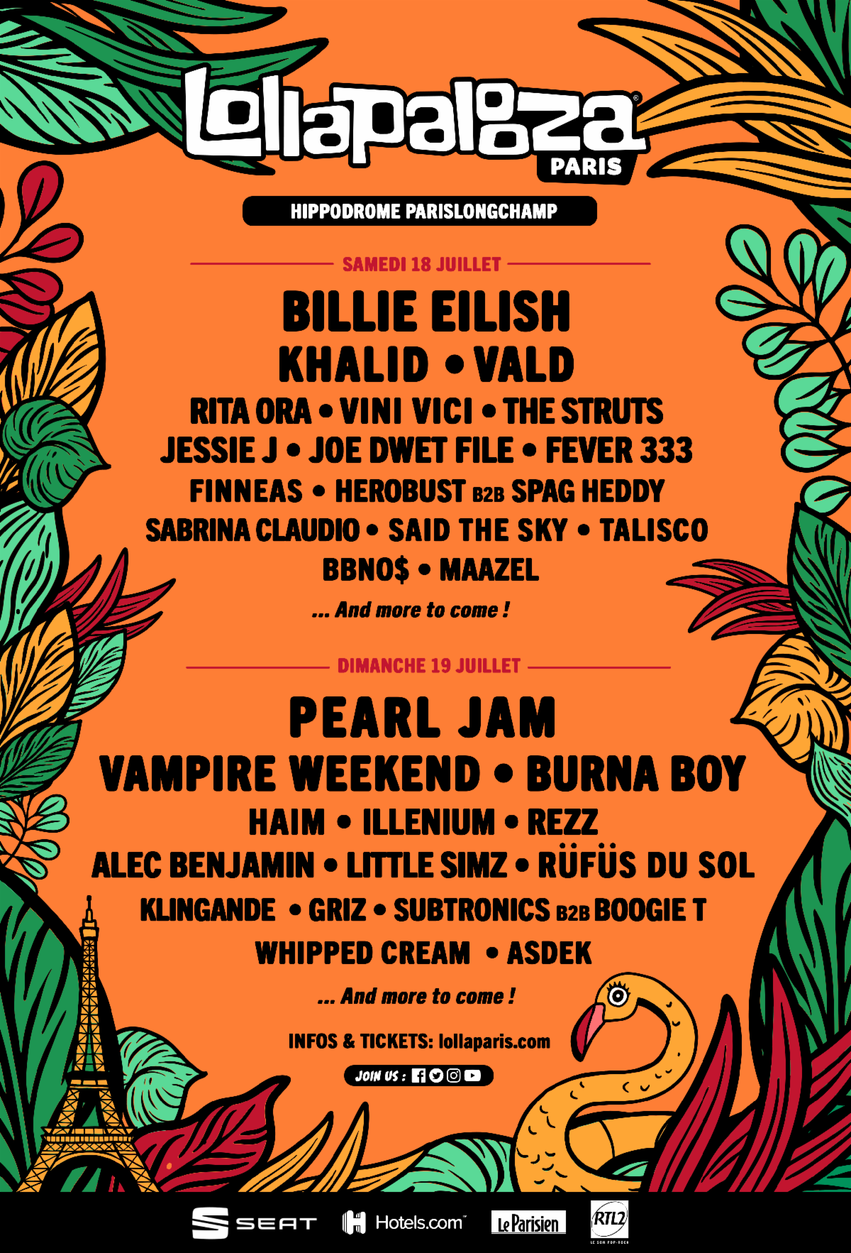 Billie Eilish, Vampire Weekend, Khalid and More Added to Lollapalooza Paris