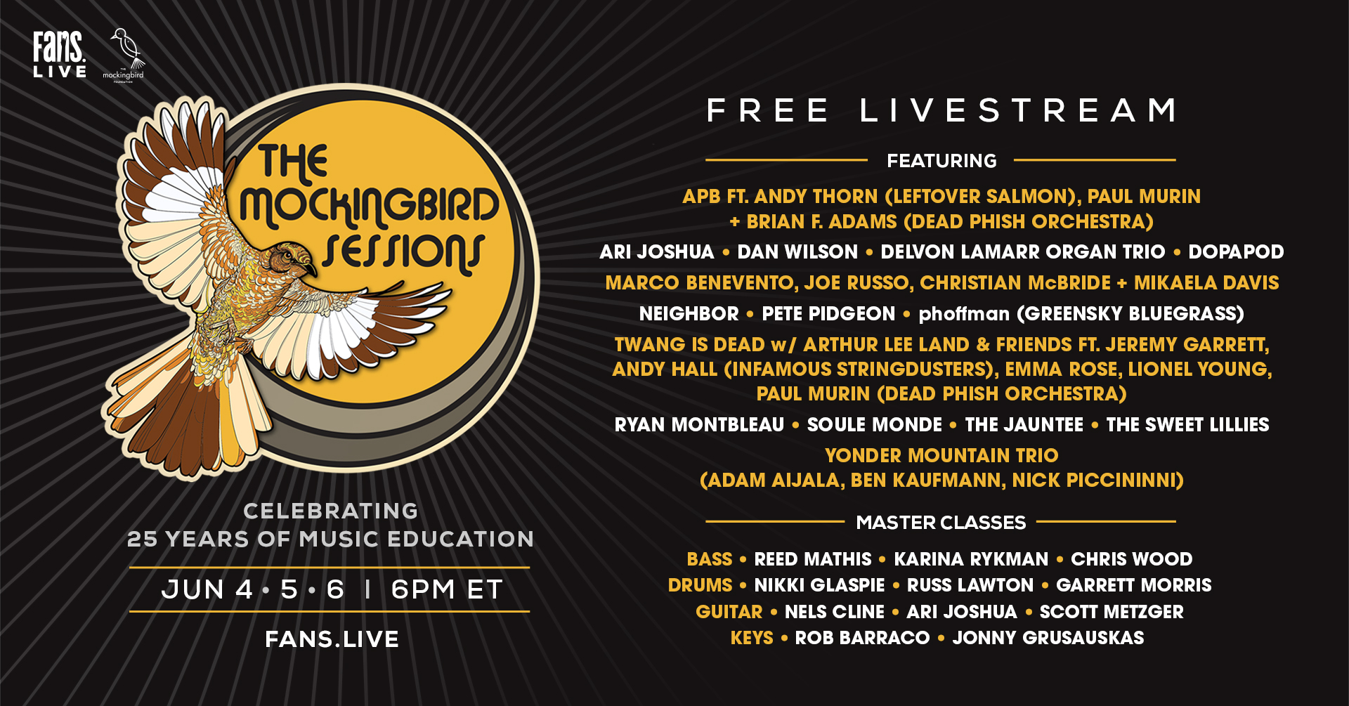 The Mockingbird Foundation to Celebrate 25 Years with ‘The Mockingbird Sessions’ Livestream, Feat. Members of T.A.B., Joe Russo’s Almost Dead and More