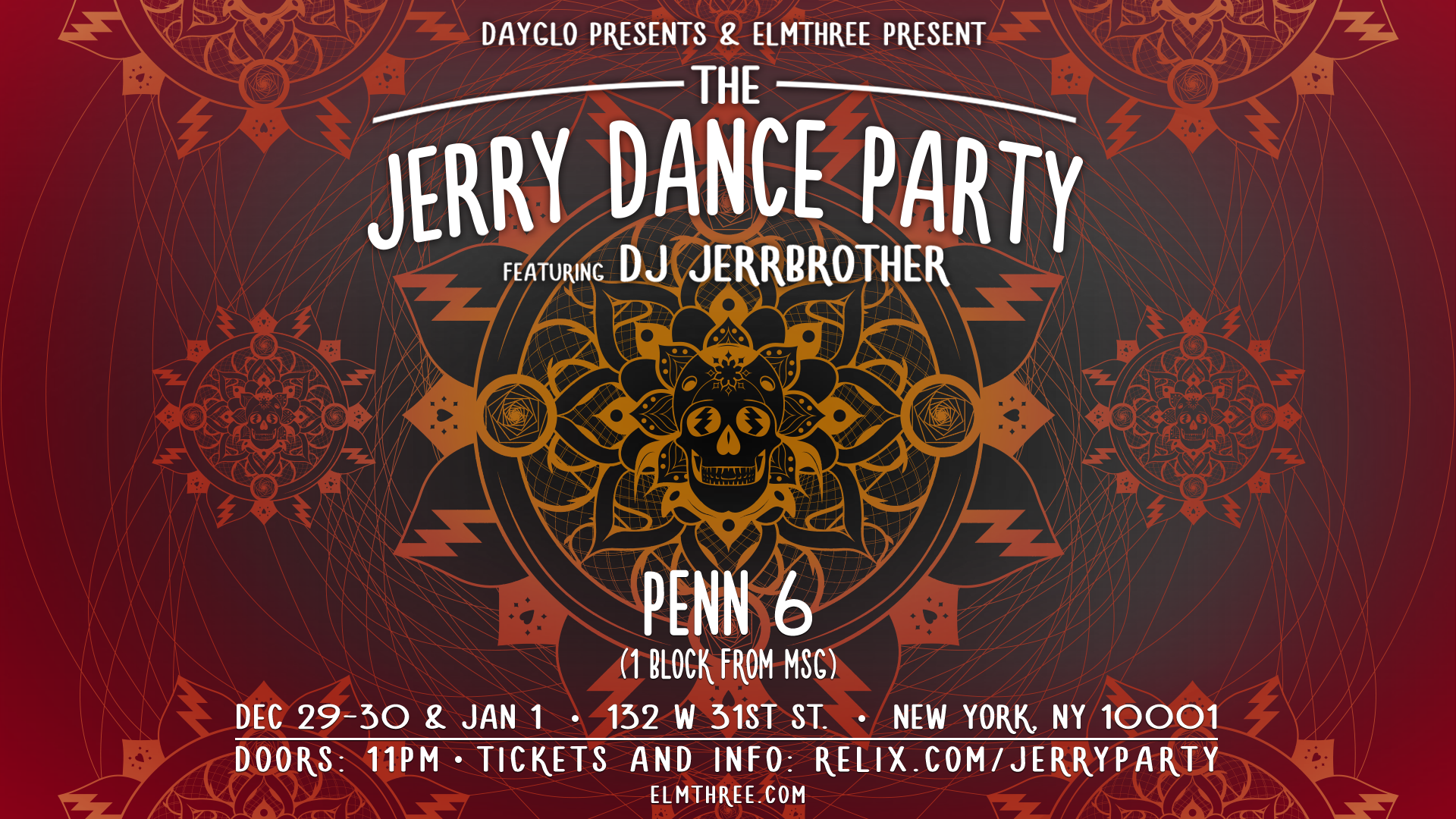 Dayglo Presents and ElmThree Announce Psychedelic Jerry Dance Party Following Phish in NYC