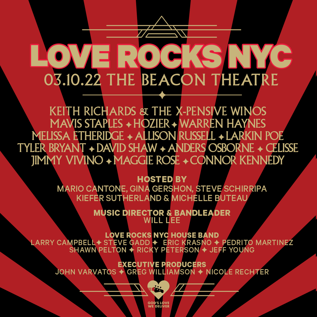 Love Rocks NYC Benefit Concert to Welcome Keith Richards & The X-Pensive Winos, Mavis Staples, Warren Haynes and More