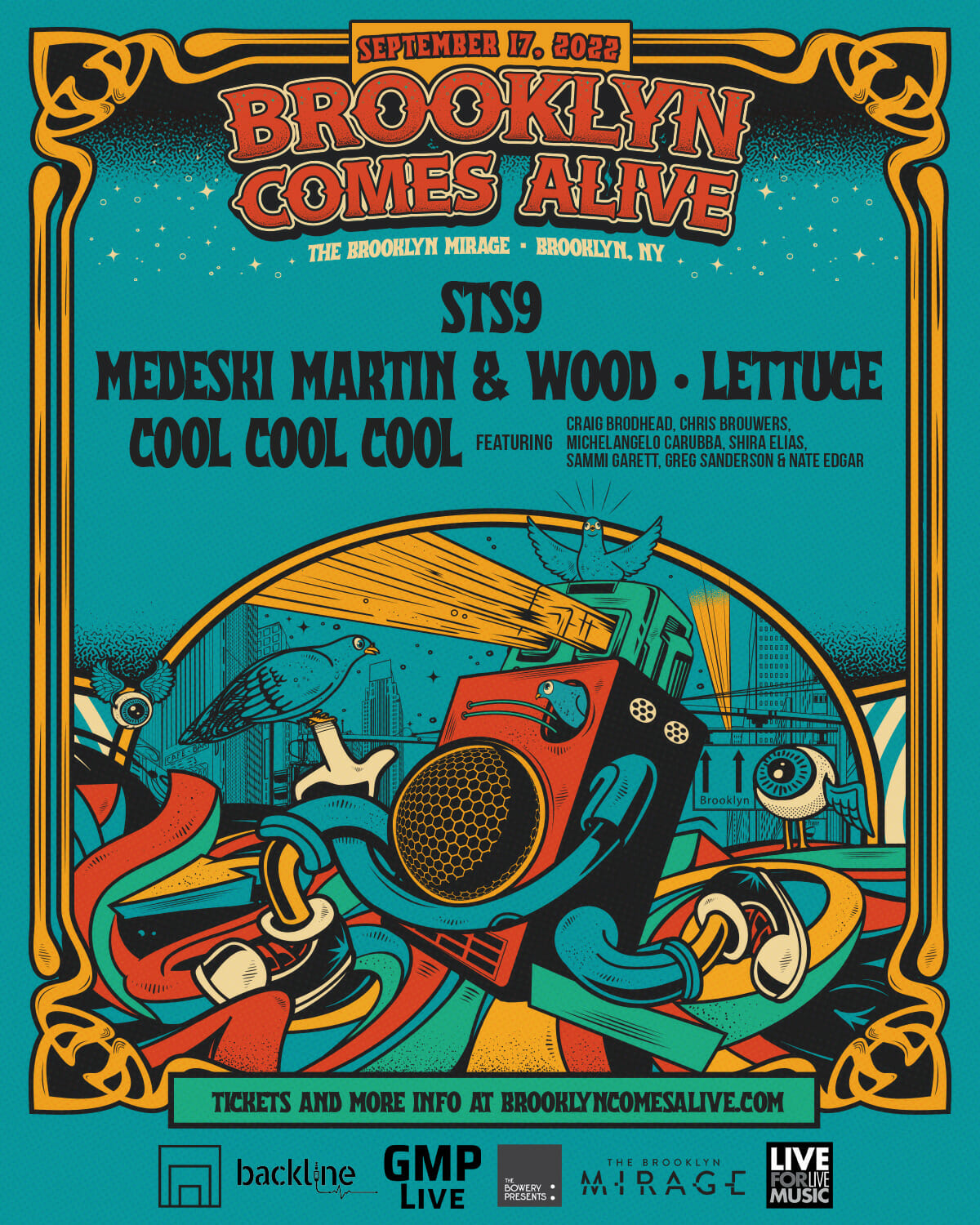 Brooklyn Comes Alive Announces 2022 Lineup: STS9, Lettuce, Medeski, Martin & Wood and More