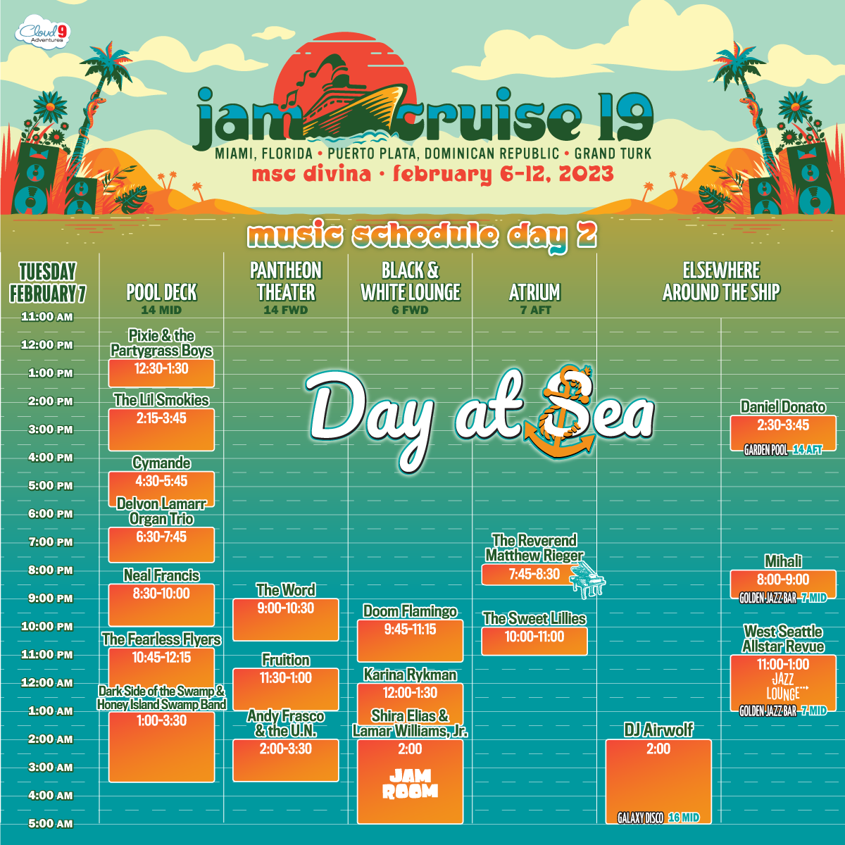 Jam Cruise Announces Daily Lineups for 2023 Voyage