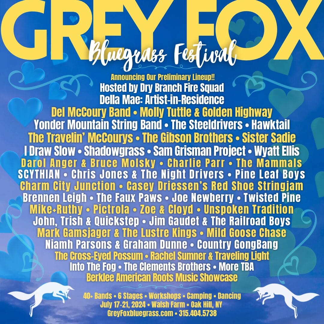 Grey Fox Bluegrass Festival Shares 2024 Artist Lineup Del McCoury Band