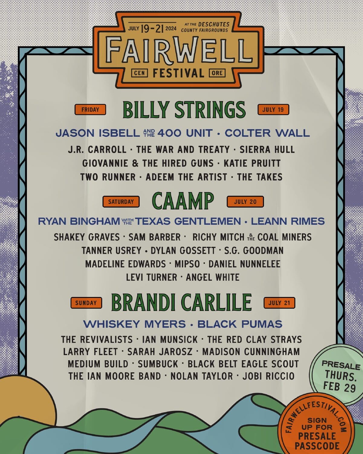 FairWell Festival Drops 2024 Artist Lineup Billy Strings, Brandi