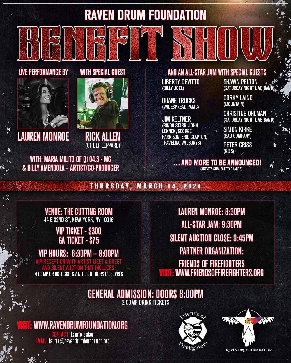 Rick Allen and Lauren Monroe Announce Benefit Concert for Friends of Firefighters with Special Guests Rick Allen and Lauren Monroe Announce Benefit Concert for Friends of Firefighters with Special Guests