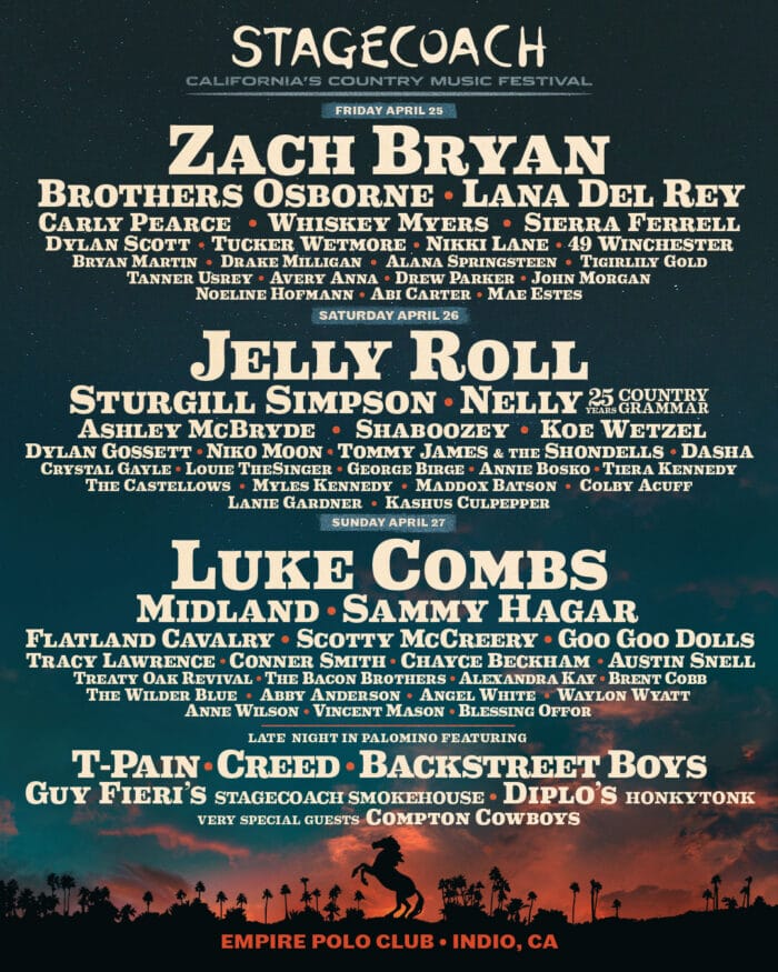 Stagecoach Shares 2025 Artist Lineup Zach Bryan, Jelly Roll, Luke