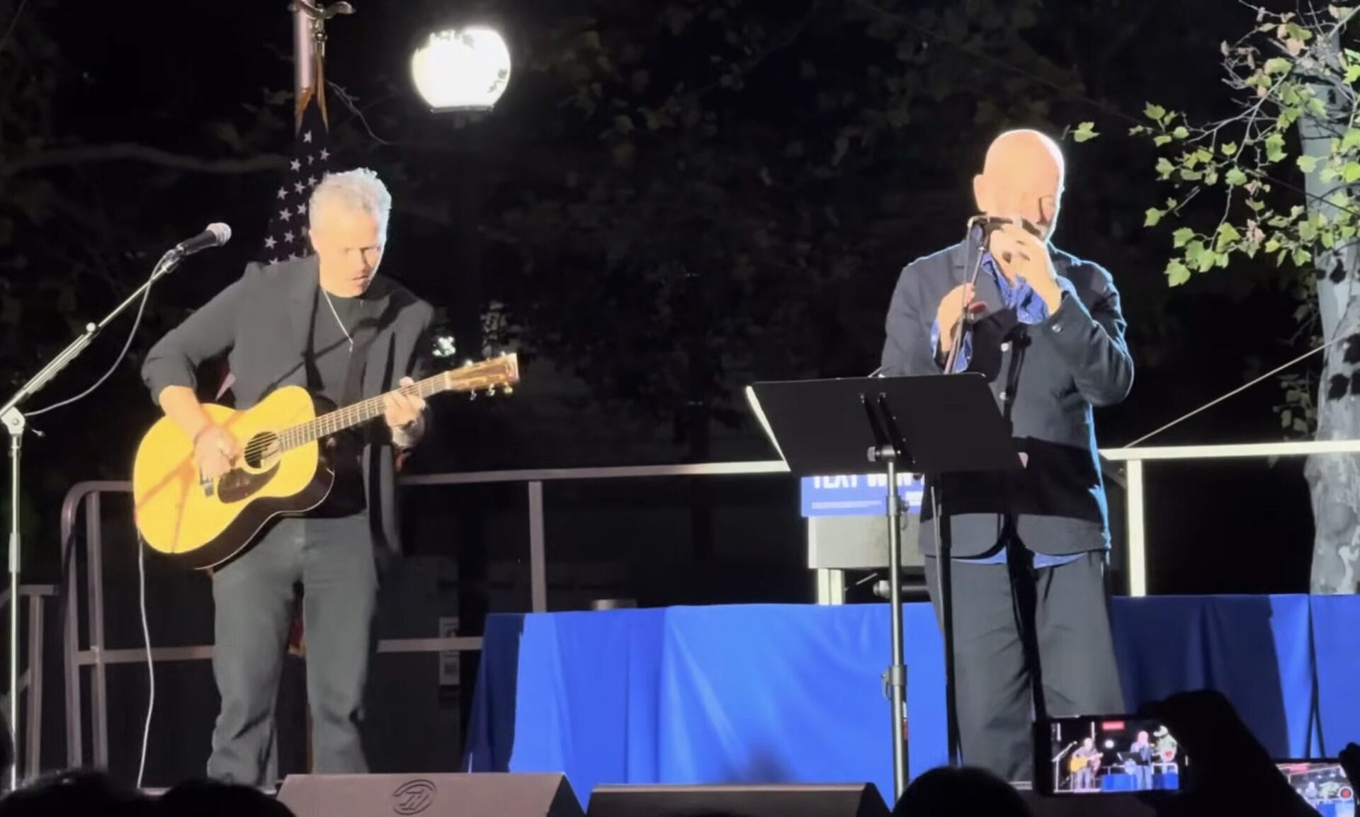 Watch: Michael Stipe and Jason Isbell Perform R.E.M.’s “Driver 8” at Harris/Waltz Rally in Pittsburgh