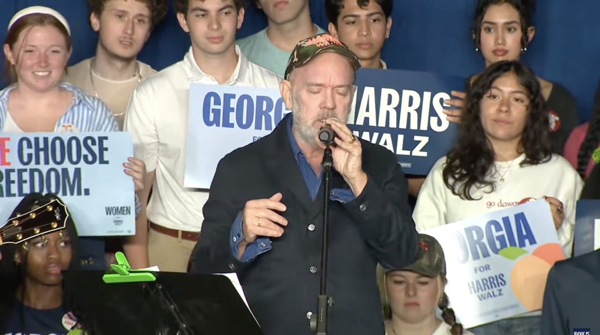 Watch: Michael Stipe Performs R.E.M.’s “Wendell Gee” for the First Time Since 1985 at Harris/Walz Rally in Athens, Ga.