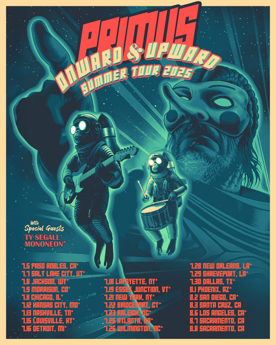 Primus Plot ‘Onward & Upward’ Tour with Ty Segall and MonoNeon Primus Plot ‘Onward & Upward’ Tour with Ty Segall and MonoNeon