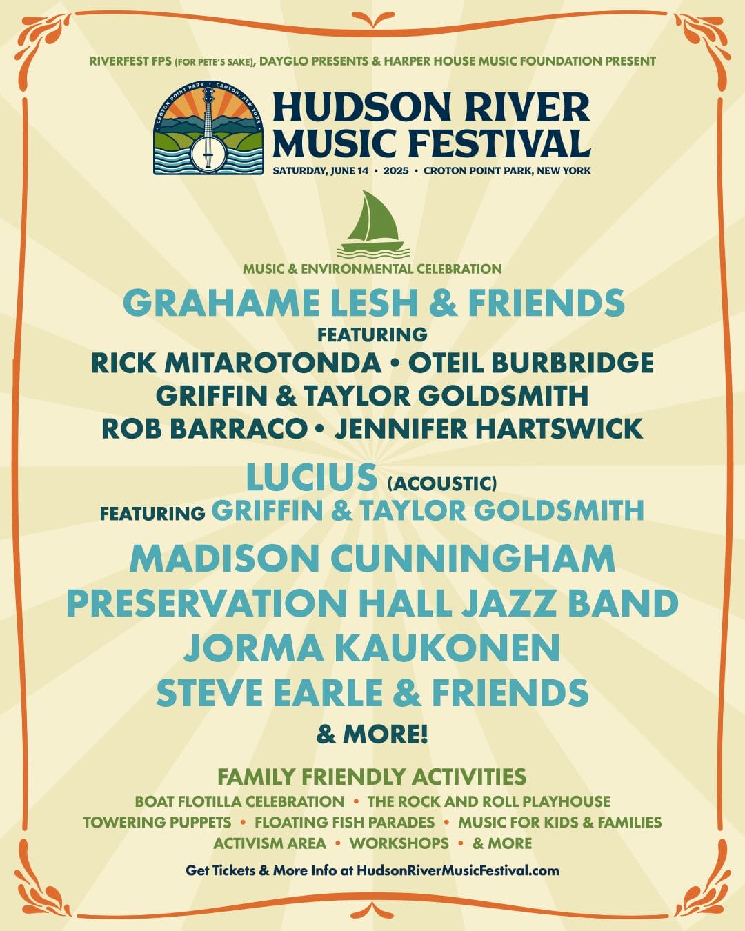 Hudson River Music Festival Unites Grahame Lesh & Friends, Jorma Kaukonen, Lucius, Steve Earle, Preservation Hall Jazz Band and More for Inaugural Lineup Hudson River Music Festival Unites Grahame Lesh & Friends, Jorma Kaukonen, Lucius, Steve Earle, Preservation Hall Jazz Band and More for Inaugural Lineup