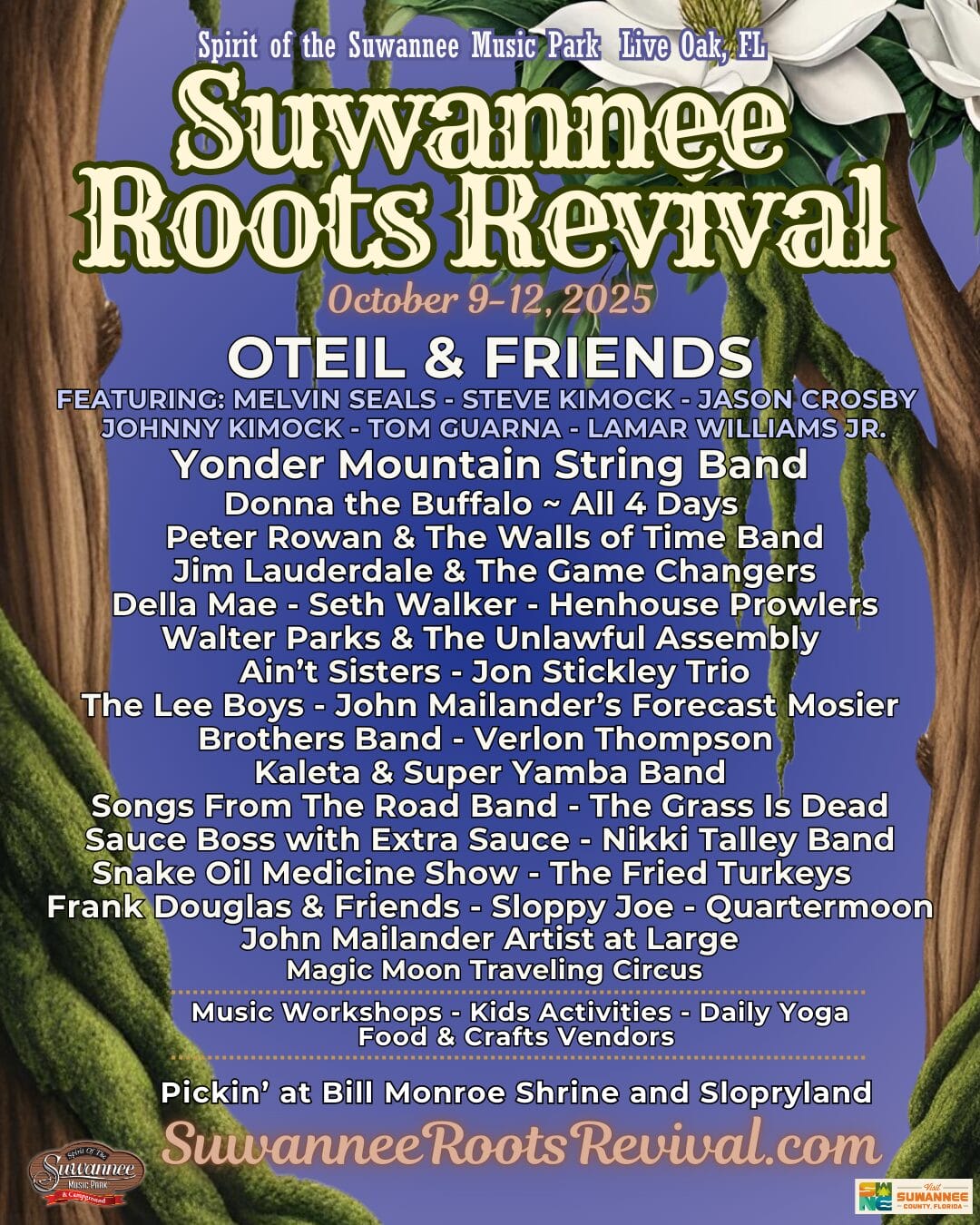 Suwannee Roots Revival Outlines 9th Annual Artist Lineup: Oteil & Friends, Yonder Mountain String Band, Peter Rowan & The Walls of Time Band and More Suwannee Roots Revival Outlines 9th Annual Artist Lineup: Oteil & Friends, Yonder Mountain String Band, Peter Rowan & The Walls of Time Band and More