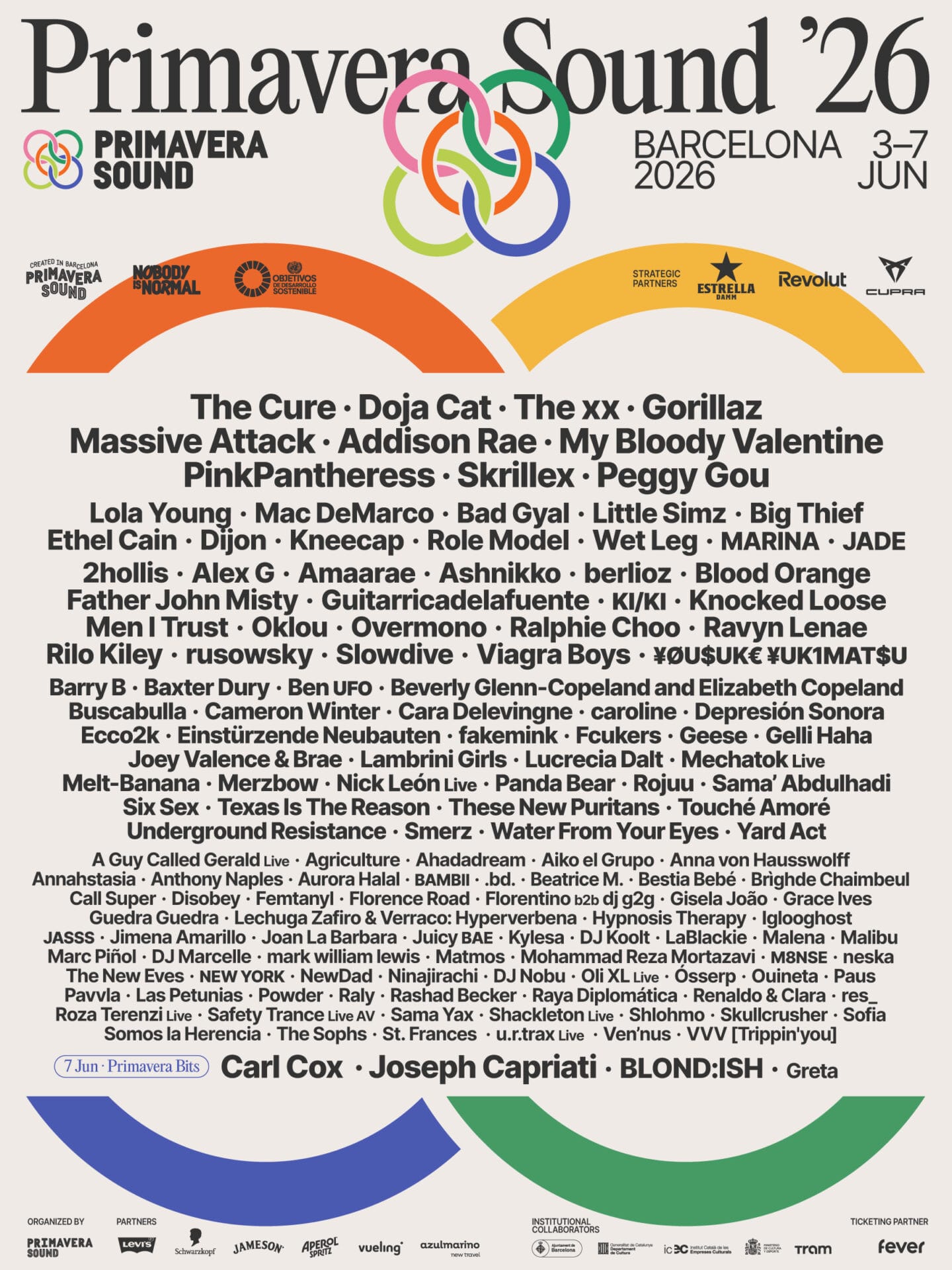 Primavera Sound Barcelona Unveils 2026 Lineup: The Cure, My Bloody Valentine, Massive Attack, The xx and More