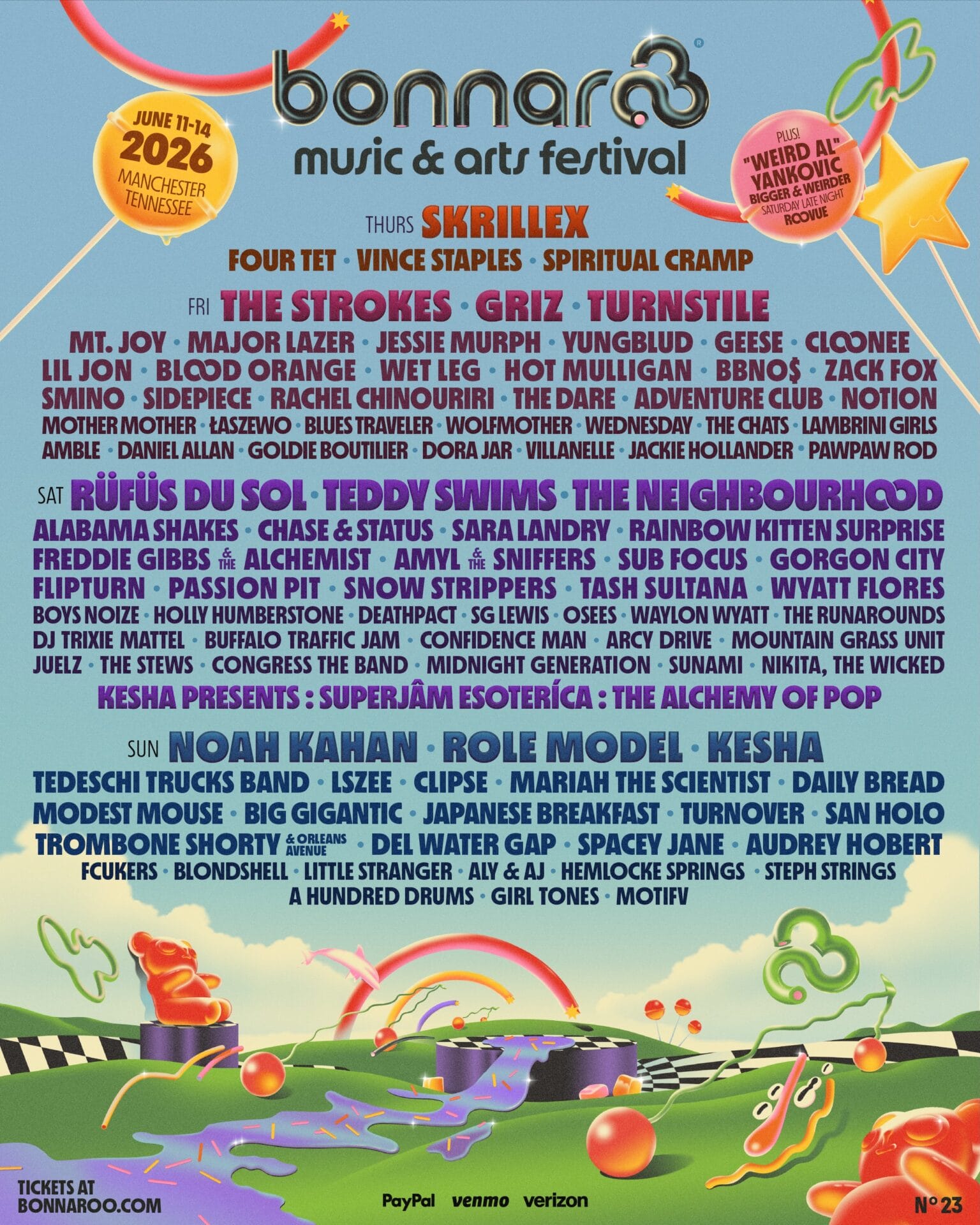 Bonnaroo Music & Arts Festival Announces 2026 Lineup
