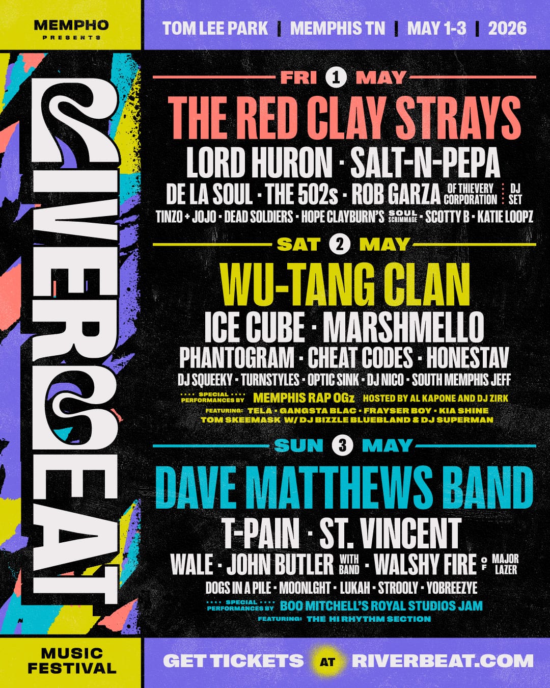 RiverBeat Music Festival Unveils 2026 Lineup: Dave Matthews Band, Wu-Tang Clan, The Red Clay Strays, De La Soul and More