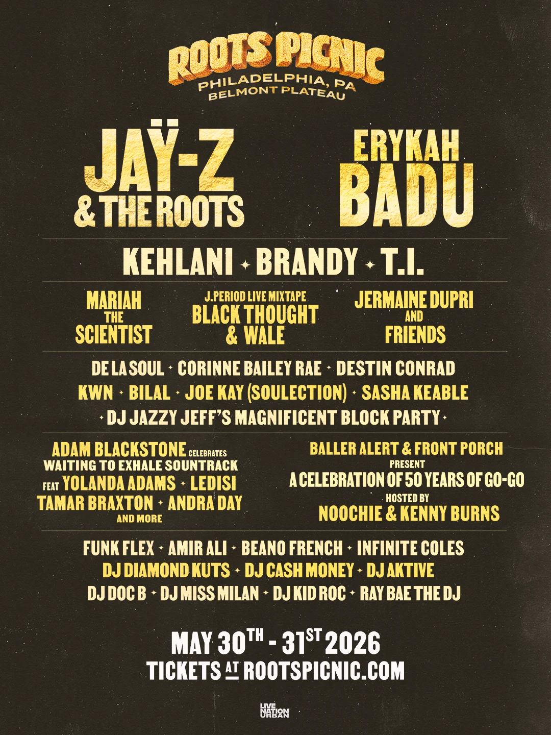 The Roots Picnic Unveils 2026 Lineup: Jay-Z and The Roots, Erykah Badu, Brandy, De La Soul and More