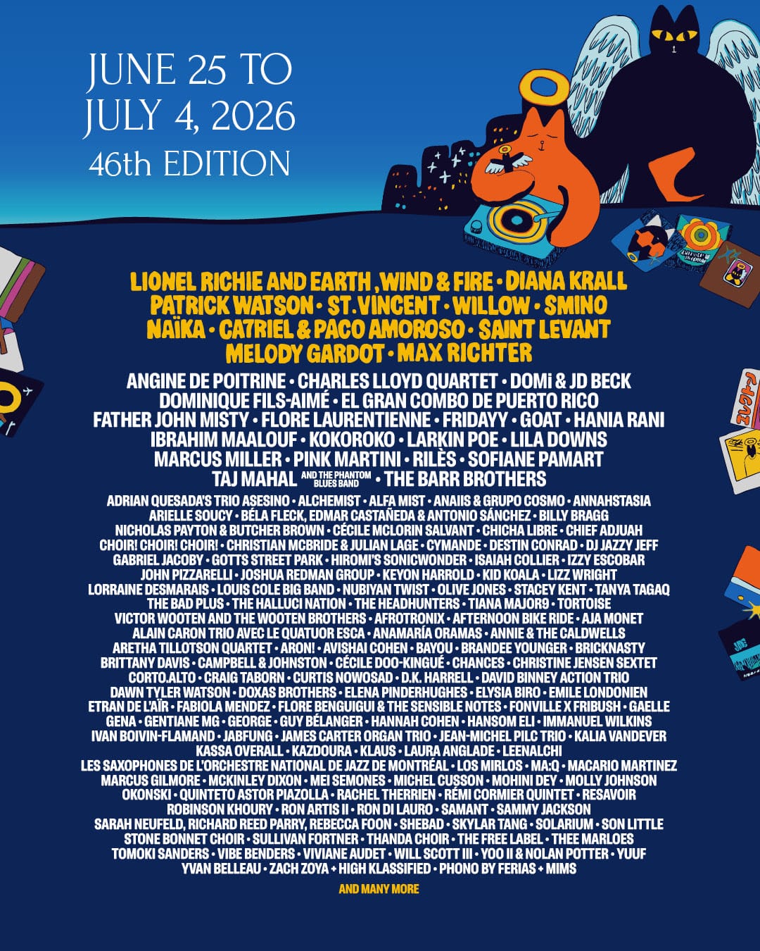 Montréal Jazz Fest Unveils Full 2026 Lineup: Lionel Richie and Earth, Wind & Fire, St. Vincent, Taj Mahal, Max Richter, Tortoise, Christian McBride and Julian Lage, The Barr Brothers and More