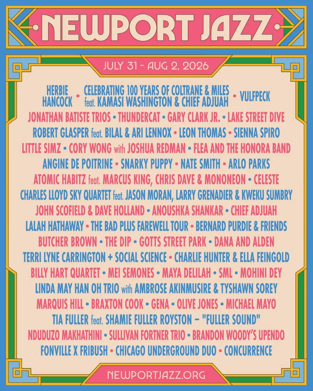 Newport Jazz Festival Unveils Initial 2026 Lineup: Herbie Hancock, Kamasi Washington, Vulfpeck, Thundercat, Lake Street Dive and More 