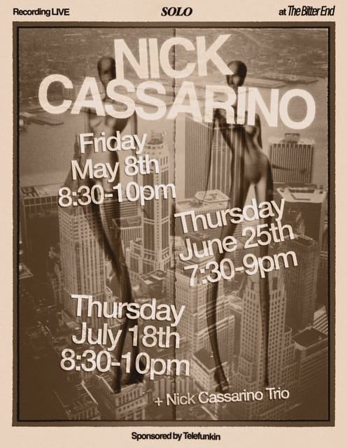 Nick Cassarino Will Record Live Album at The Bitter End