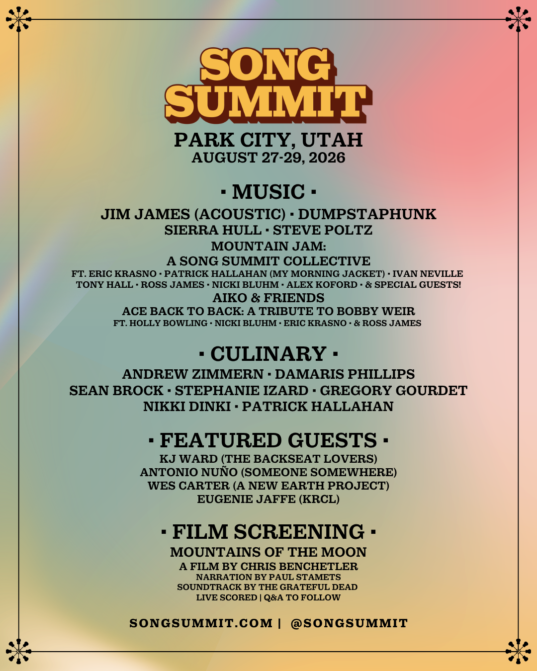 Song Summit Sets Artist and Culinary Lineup Featuring Tribute to Bobby Weir, Jim James Acoustic Set and More