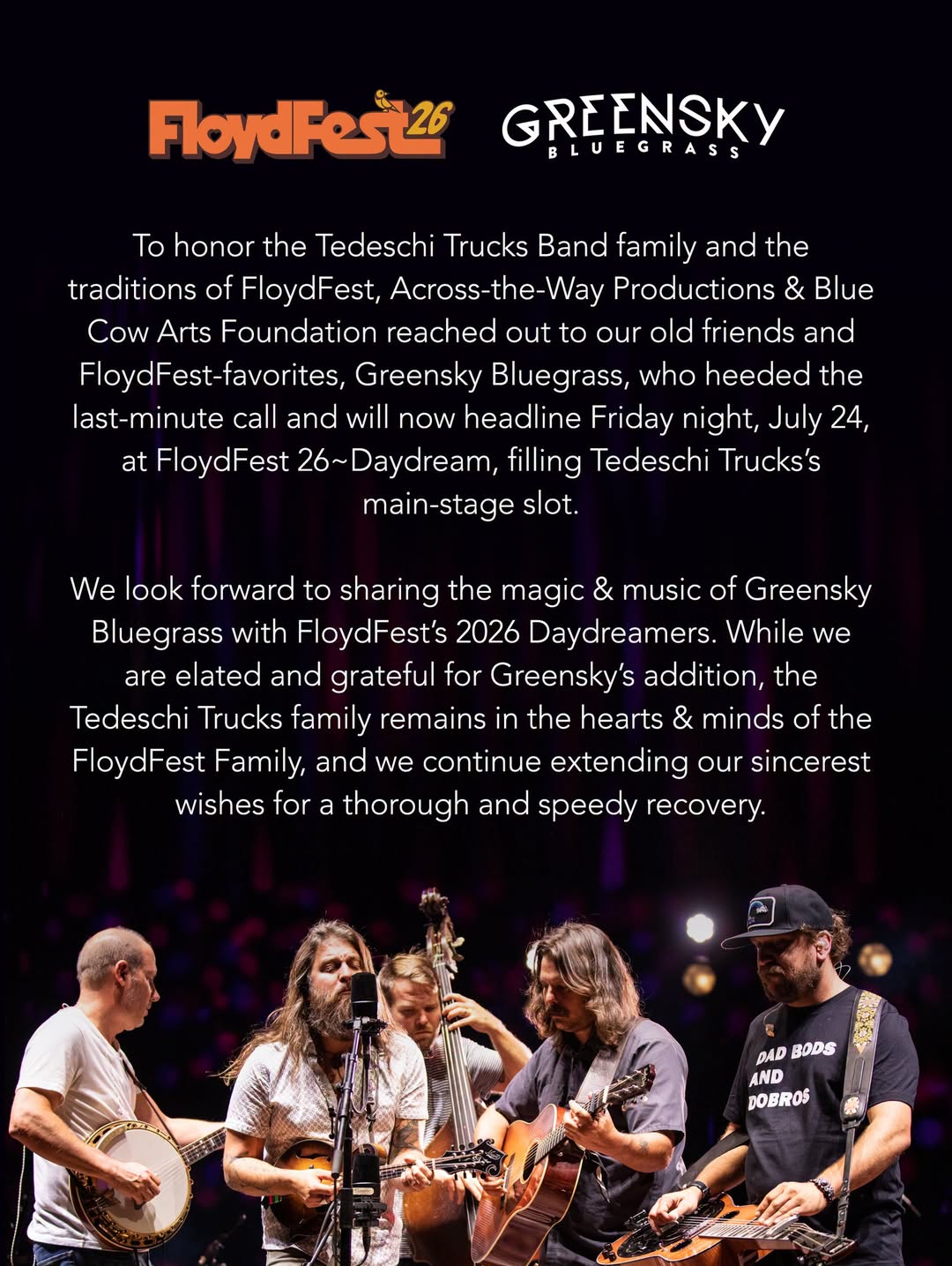 Greensky Bluegrass to Sub for Tedeschi Trucks Band at FloydFest